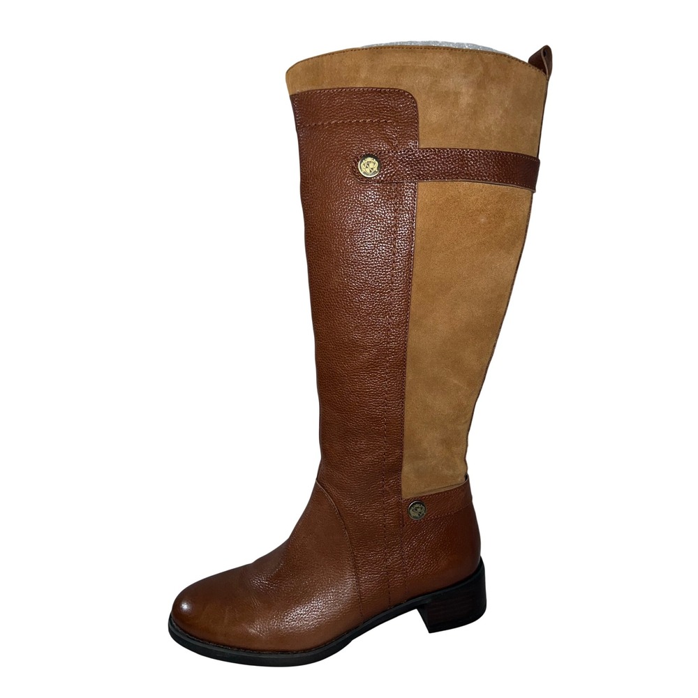 Naturalizer Brown Leather Suede Tall Riding Boots Mixed Media Knee High Size 6.5